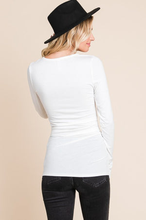 
            
                Load image into Gallery viewer, Marcy Long Sleeve Pleated Waist Top Ivory
            
        