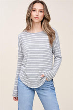Blakely Hacci Ribbed Brushed Top H.Grey/Ivory
