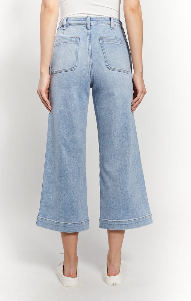 High Rise Wide Leg Cropped Jean Cleo Med/Light