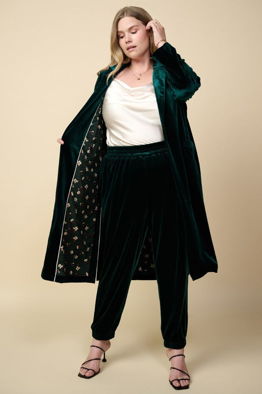 Velvet Duster Coat Hunter Green