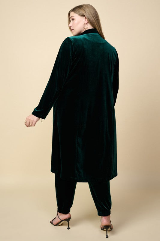 Velvet Duster Coat Hunter Green