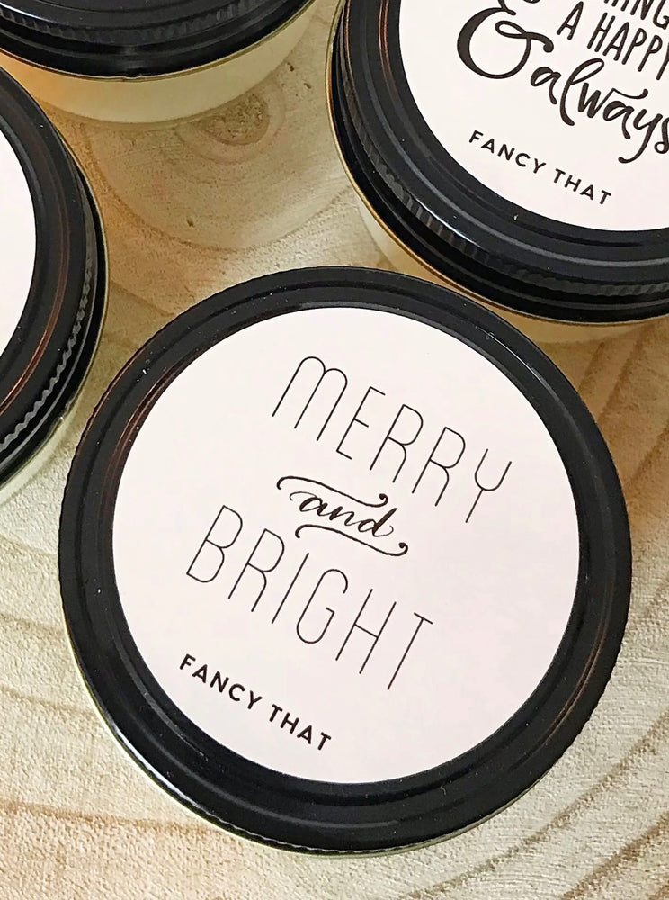 
            
                Load image into Gallery viewer, Merry and Bright Soy Wax Candle 3oz
            
        