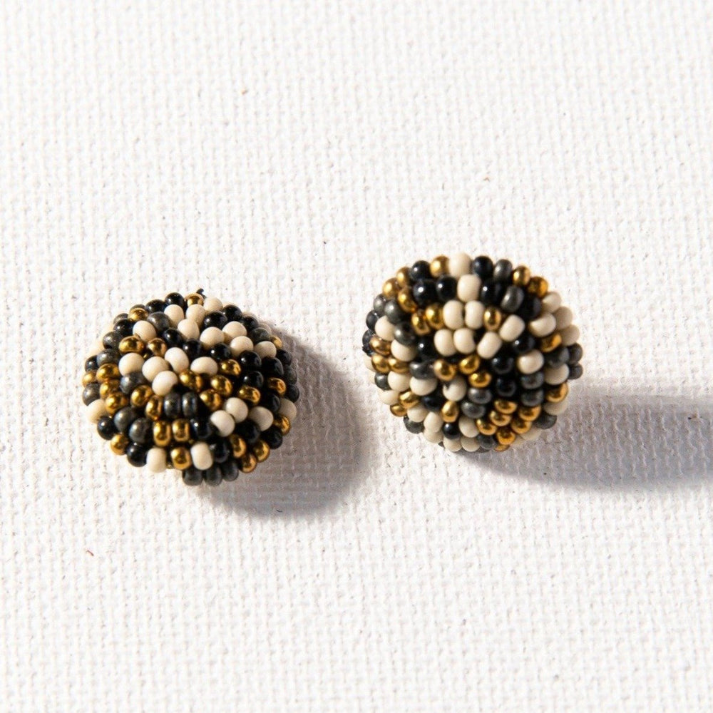 Black Confetti Small Post Earrings