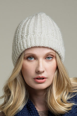 
            
                Load image into Gallery viewer, Aspen Rib Knit Beanie Ivory/Grey
            
        