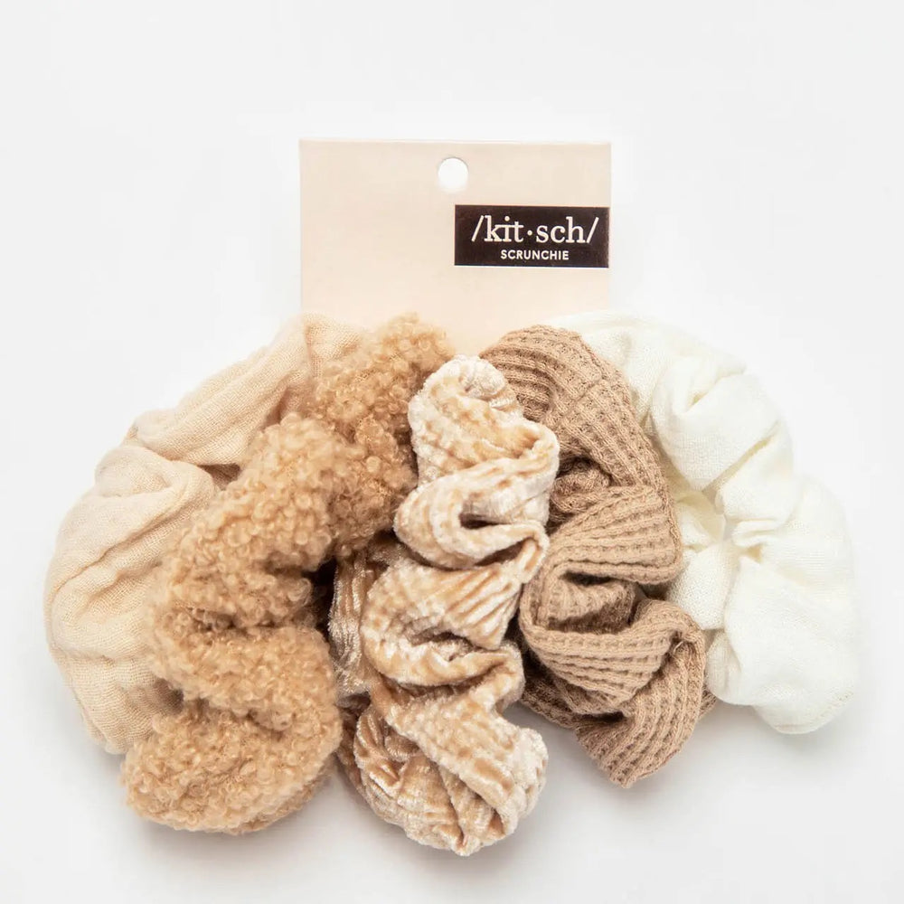 
            
                Load image into Gallery viewer, Assorted Textured Scrunchies 5pc - Sand
            
        