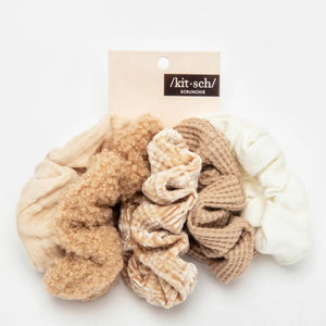 
            
                Load image into Gallery viewer, Assorted Textured Scrunchies 5pc - Sand
            
        