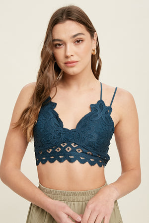 
            
                Load image into Gallery viewer, Wishlist Cross Back Lace Bralette Teal
            
        