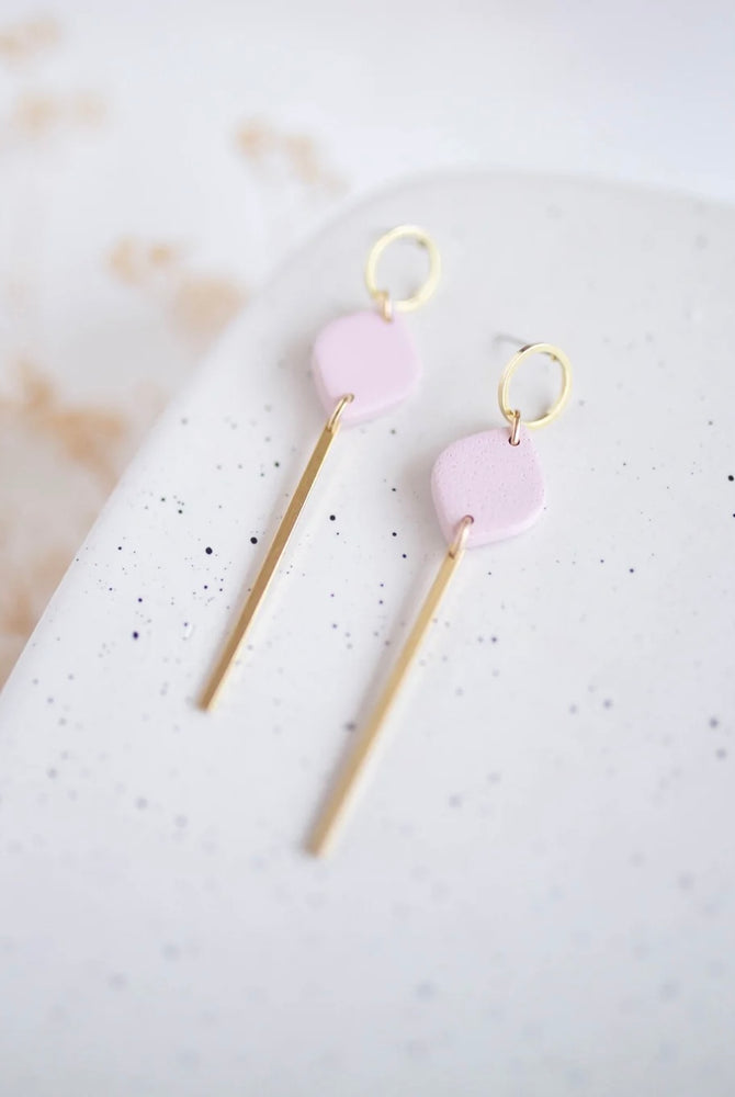 
            
                Load image into Gallery viewer, Clay Earrings Simple Dangles Blush
            
        