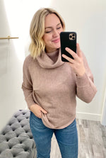 Daphne Cowl Neck Dolman Sleeve Sweater Mocha