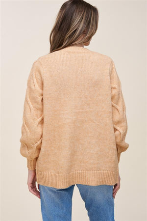 
            
                Load image into Gallery viewer, Jaicy Balloon Sleeve Textured Cardigan Light Camel
            
        