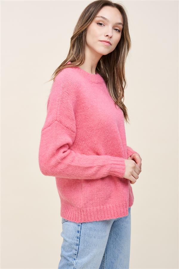 Kaylee Loose Fit Crew Neck Sweater Pink