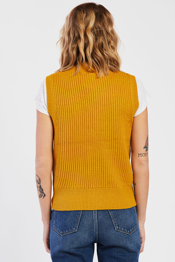 Princeton Knit Button Vest Honey Mustard