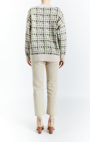 
            
                Load image into Gallery viewer, Heavy Cardigan Green Houndstooth
            
        