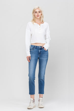 
            
                Load image into Gallery viewer, Carlene Mid Rise Slim Straight Crop Midnight in Paris
            
        