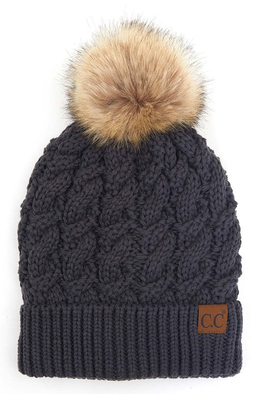
            
                Load image into Gallery viewer, Ribbed Knit Beanie w/ Fuzzy Lining Dark Gray
            
        