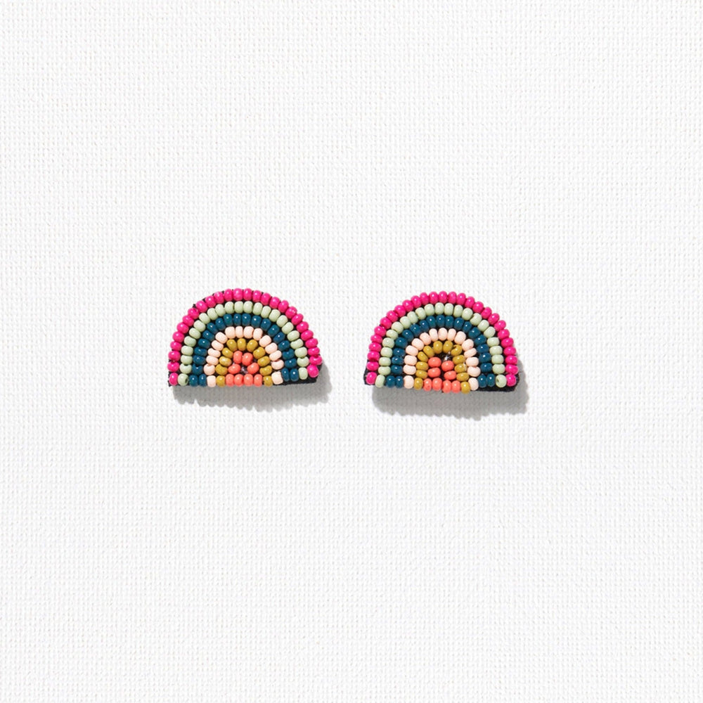 Pink Mint Peacock Citron Coral Seed Bead Rainbow Post Earrings
