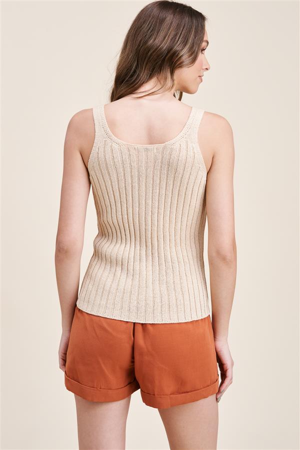 
            
                Load image into Gallery viewer, Bailee Button Down Ribbed Sleeveless Sweater Linen
            
        