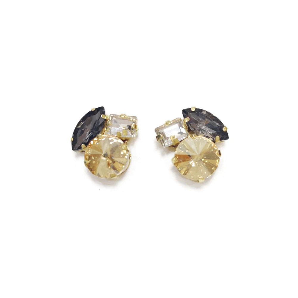 
            
                Load image into Gallery viewer, Clear Smoke Crystal Cluster Post Earrings
            
        