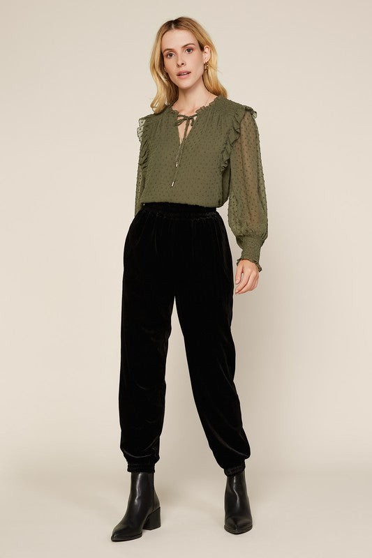 Velvet Jogger Pants Black