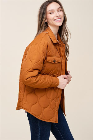 Journey Button Down Quilted Jacket Camel
