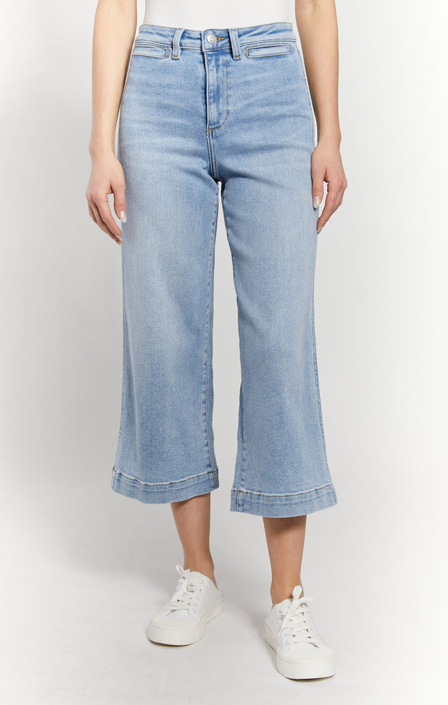 
            
                Load image into Gallery viewer, High Rise Wide Leg Cropped Jean Cleo Med/Light
            
        