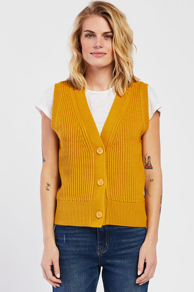 Princeton Knit Button Vest Honey Mustard