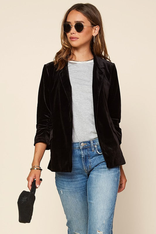 Nikki Velvet Blazer Black