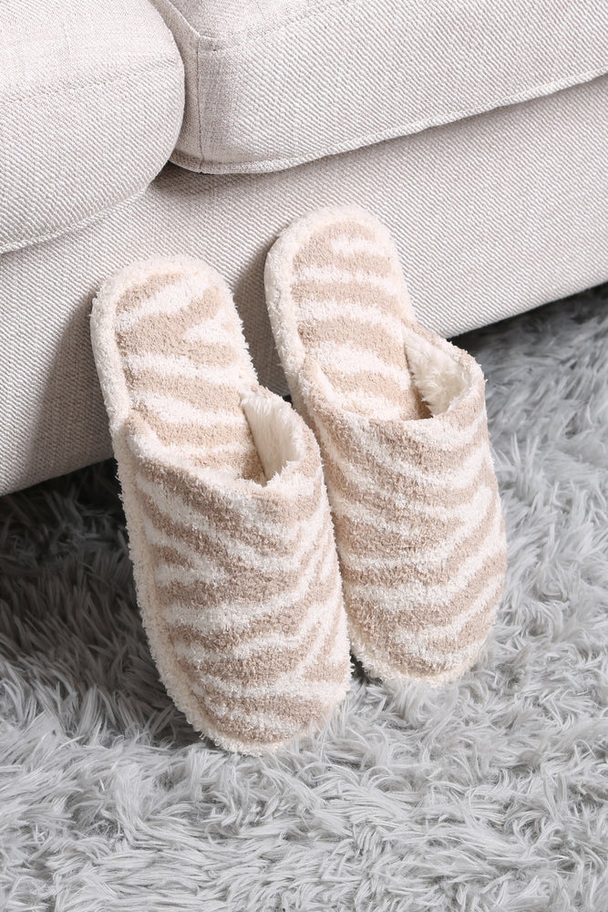 
            
                Load image into Gallery viewer, Zebra Slippers Beige
            
        