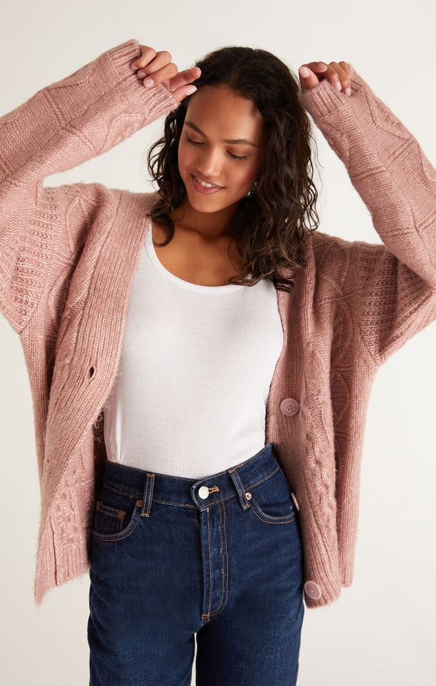 
            
                Load image into Gallery viewer, Ryleigh Cable Knit Cardigan Sweet Pink
            
        